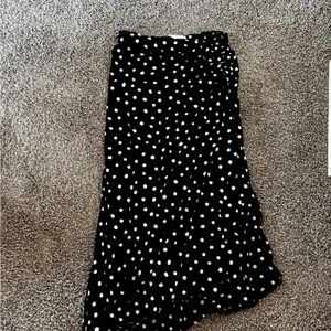 Zara Black and White Asymmetrical Polka Dot Skirt